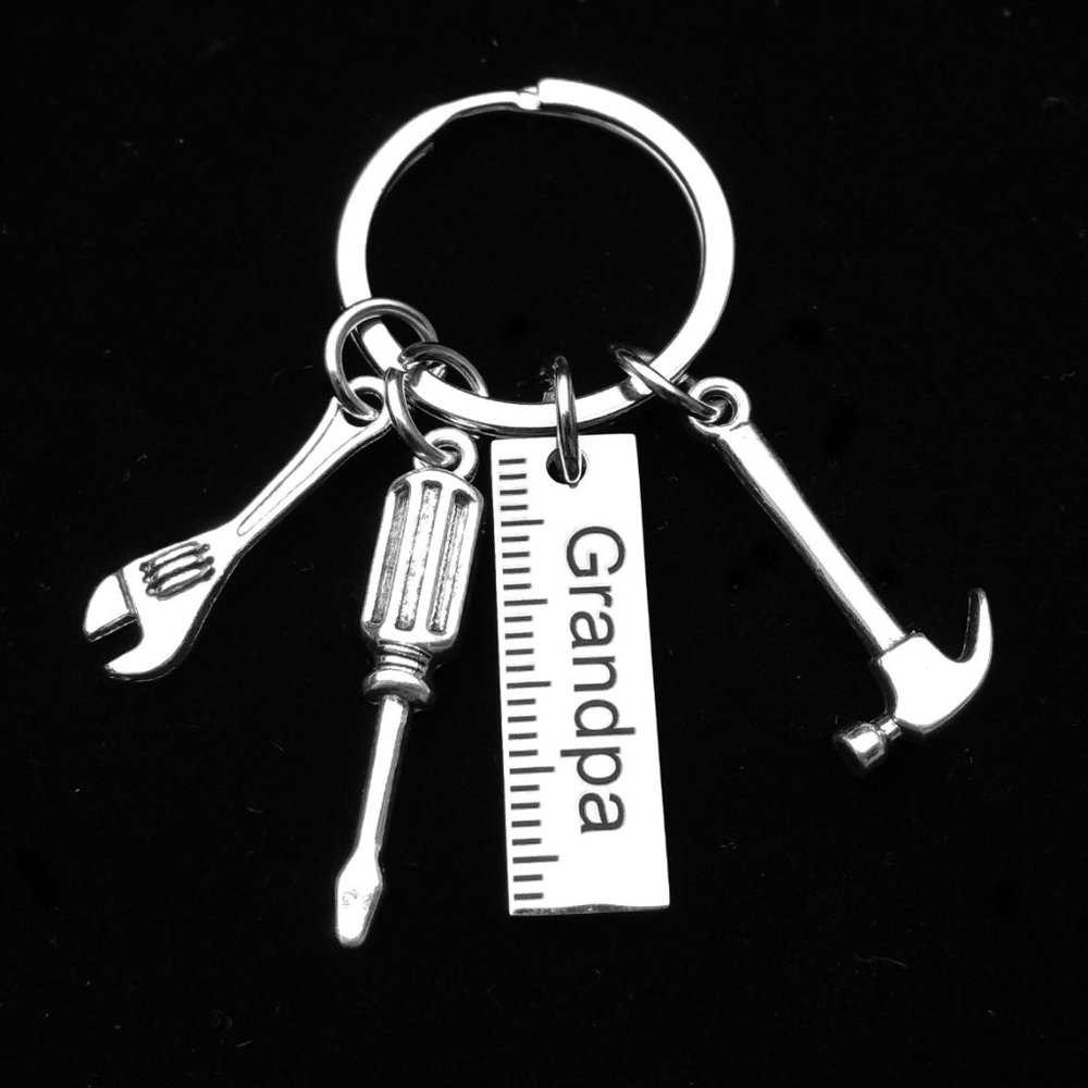 Stainless Steel Grandpa Hand Tools Charms Keychain Gift